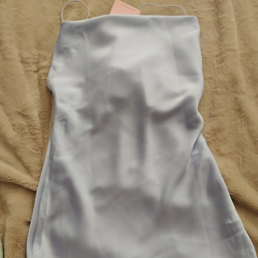 BRAND NEW Hello Molly baby blue satin mini dress size S/ US 4 - Picture 2 of 15